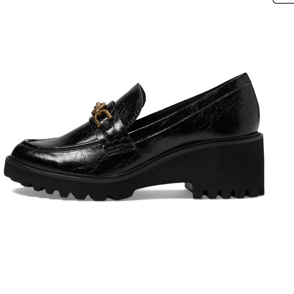 New Dolce Vita Harlen Slip-On Shoes Women Size 8.5 Black Crinkle Patent Leather